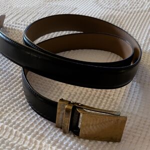 Mio Marino Men's Black Leather Belt with Linxx Buckle